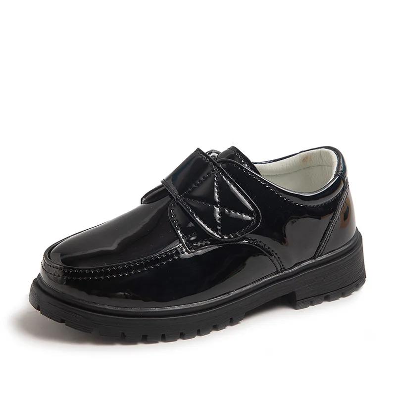 Boy Leather Shoe Versatile Children Causal Black Uniform Shoes Fashion Glossy Kids Formal School Flat Shoes Breathable Non-slip
