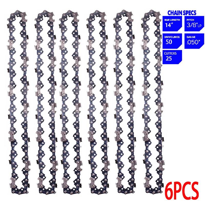 1/2/3/4/6 шт. 14-дюймовые пильные полотна, цепи цепной пилы 3/8" LP 050", калибр 50, приводное звено, электропильное полотно, сменный инструмент, аксессуары для пилы, резка дерева