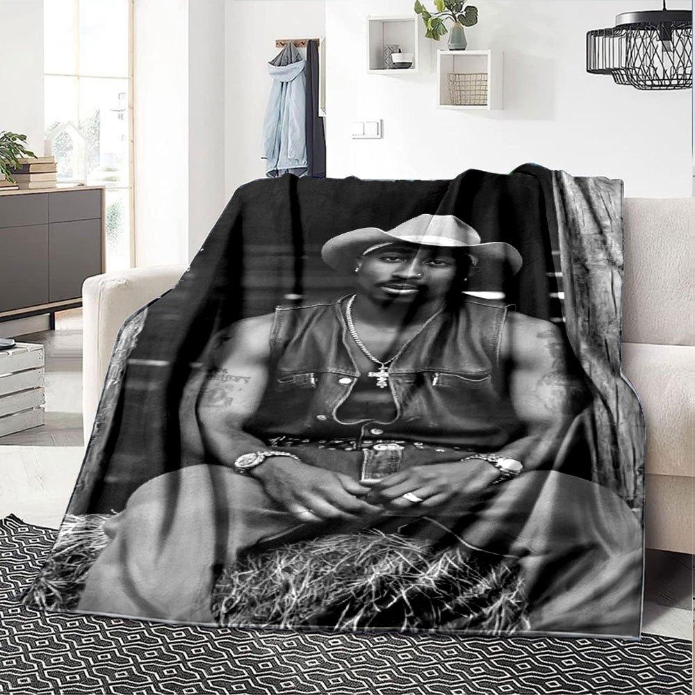 1 шт. Плед в стиле Hip Hop 2Pac, Мягкий, Легкий, Для всех сезонов, Многоцелевой плед для дивана, кровати, офиса и пикников, Французский стиль с культовыми обложками альбомов и цитатами
