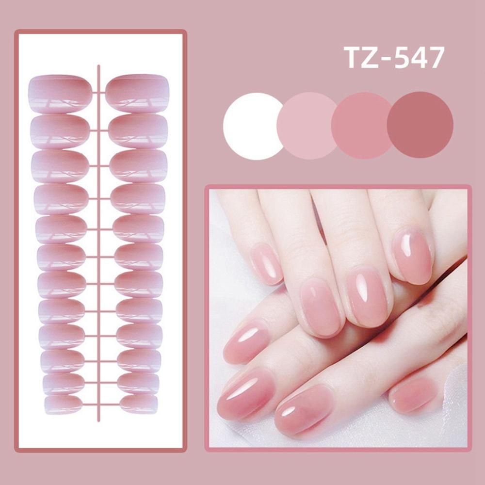 Nail Tips Artificial Full Cover Fake Nails Short Round Head False Nails With Press Glue Wearable