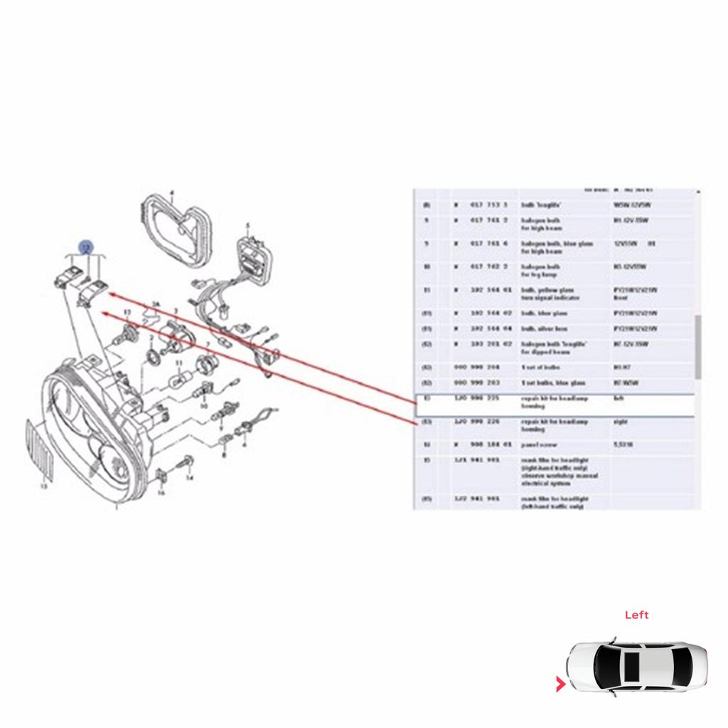 EHL503 Headlight Holder Mount Repair Bracket Tab Set Left Side for VW Golf MK4 A4 1J HB Sedan Estate 1997-2006 1J0998225