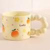 330ML Japanese Style Ceramic Coffee Cup Cute Fruit Pattern Milk Tea Cup Water Mug with Anti-slip Handle Coffee Cup Birthday Gift