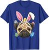 Pug Easter Bunny T-Shirt Cute Dog Wearing Bunny Ears Graphic Tee Spring Holiday Gift