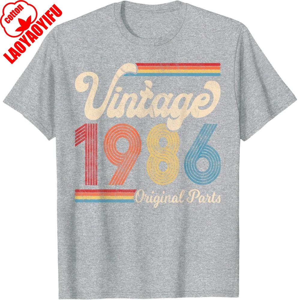1986 Vintage 1986 Birthday Gift Men Women Born Made 1986 TShirt High Quality Cotton Tees Summer Oneck Unisex T Shirt