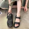 One-word Sandals Women's Summer New Wear Fashion Casual Platform Velcro Student Roman Open-toed Beach Shoes