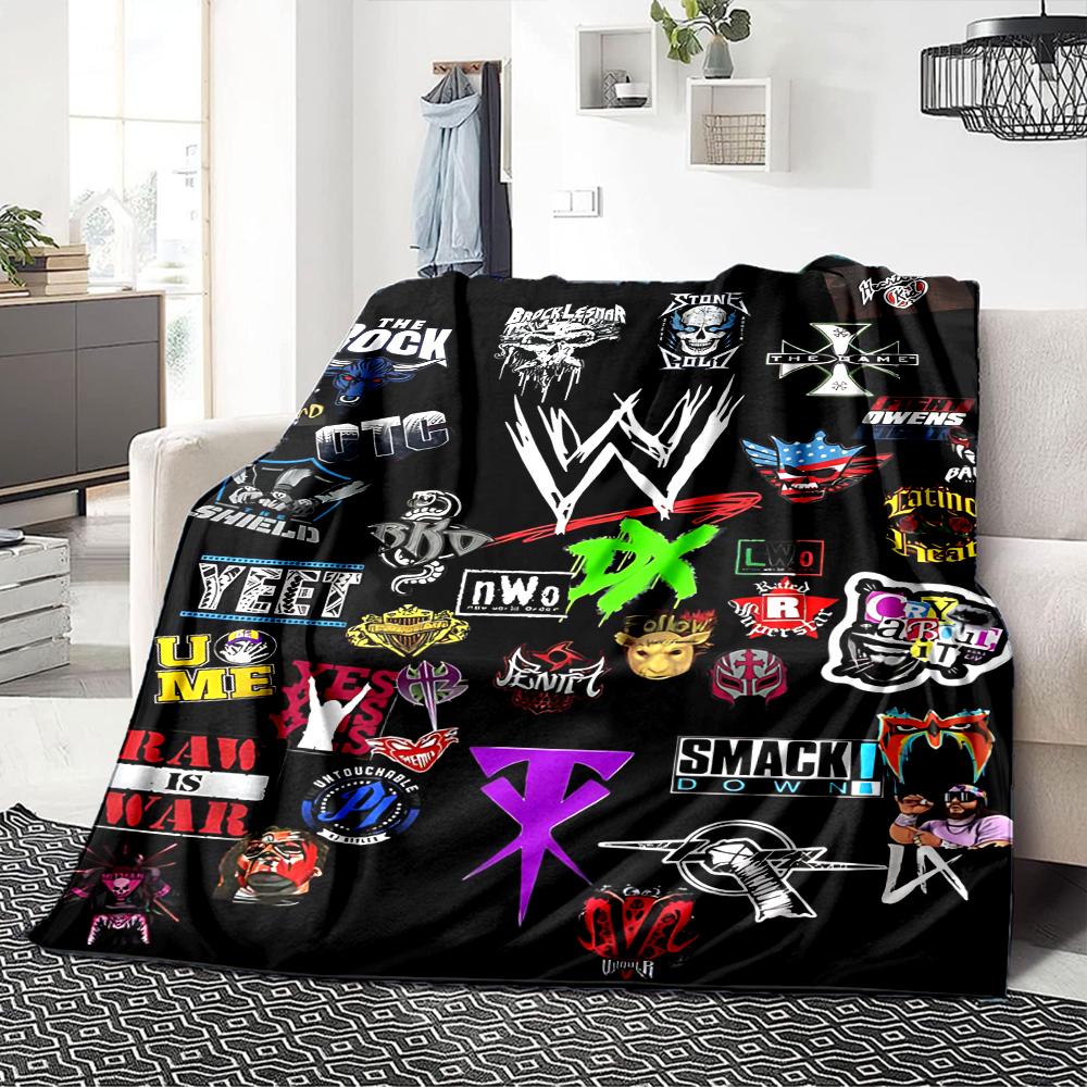 Wwe Logos Blanket Soft Throw Blanket For Home Bedroom Bed Sofa Travel Office Solid Christmas Blanket