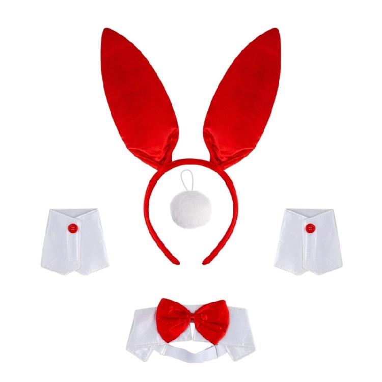 Женский Девичий Ободок с Кроличьими Ушками, Воротник, Бабочка, Манжеты, Кроличий Хвост, Костюм Пасхальных Кроликов для Хэллоуина, Косплея, Вечеринки