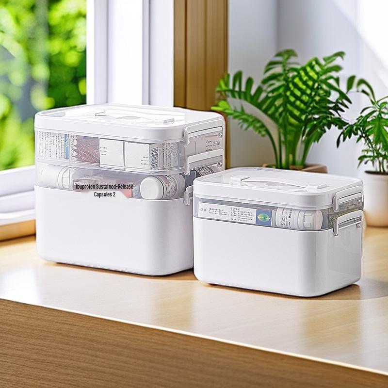 Household Multilayer Medicine Organizer: Large Capacity with Small Pill Box & Emergency Storage