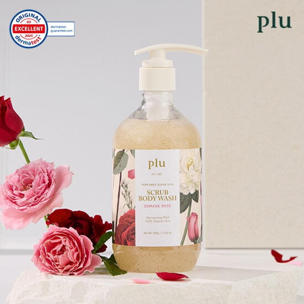 Plu Super Vita Spa Scrub Body Wash Damask Rose 500g