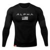Men Long Sleeves Letter Printed T-Shirt Fitness Tees Outdoor Sport Running Climbing Tights Bodybuilding Muscle Gym Train Compression Shirt
