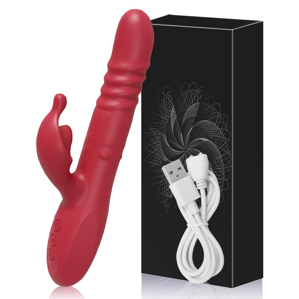 Rabbit Thrusting Vibrator for Women Powerful G-Spot Dildo Vibrating Rotating Beaded Clit Stimulator Female Masturbator Sex Toys