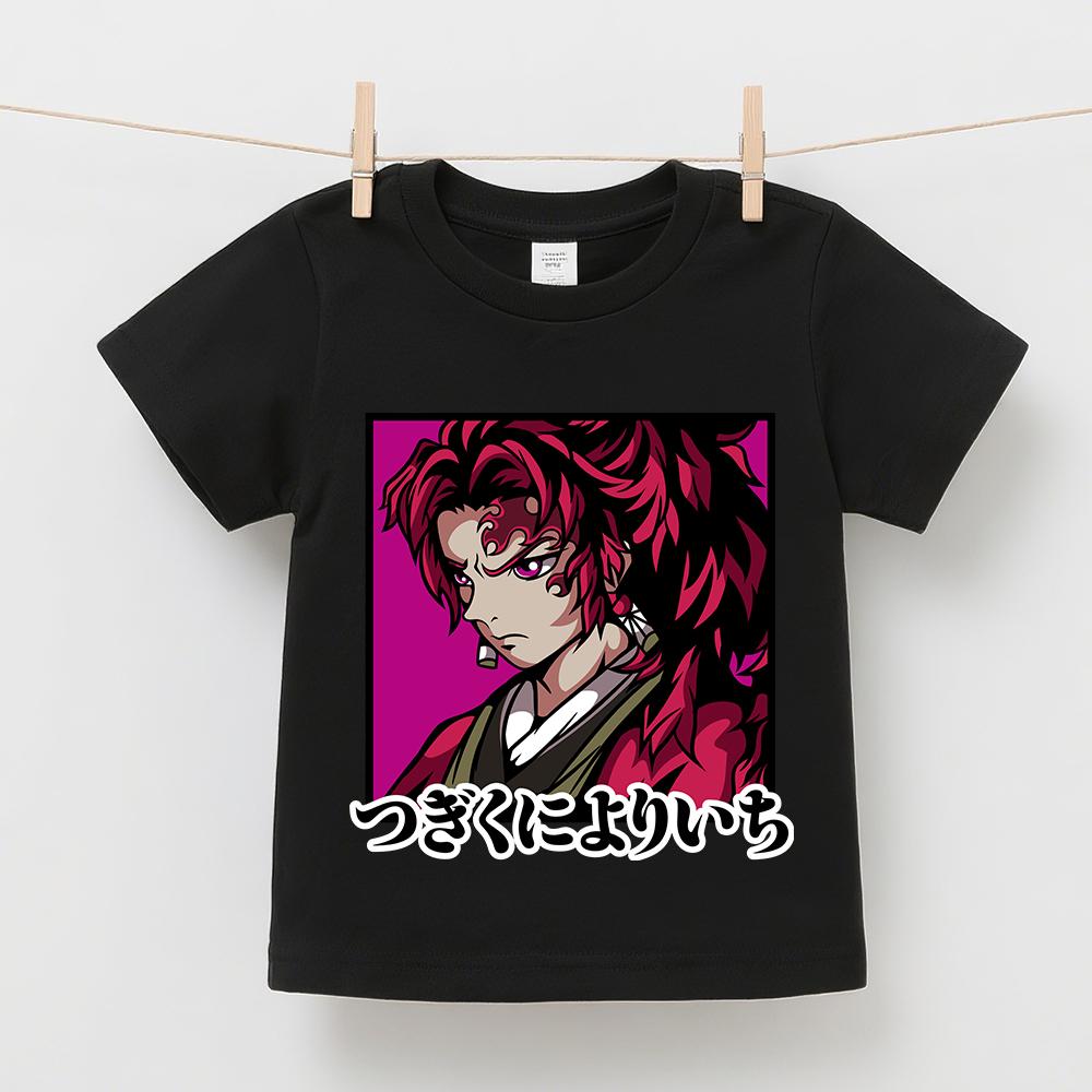 Demon Slayer Yoriichi Anime Print Cotton Boys Girls Short Sleeve Kids T Shirt Summer Casual Soft Breathable Daily Wear