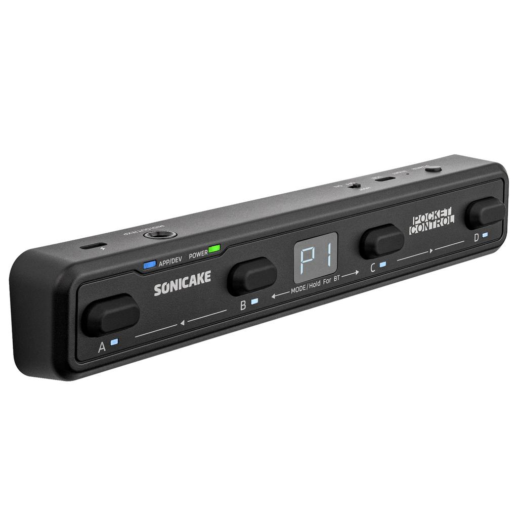 SONICAKE Pocket Control Портативный беспроводной MIDI-контроллер 4 программируемых футсвитча, USB-хост, Встроенный перезаряжаемый аккумулятор