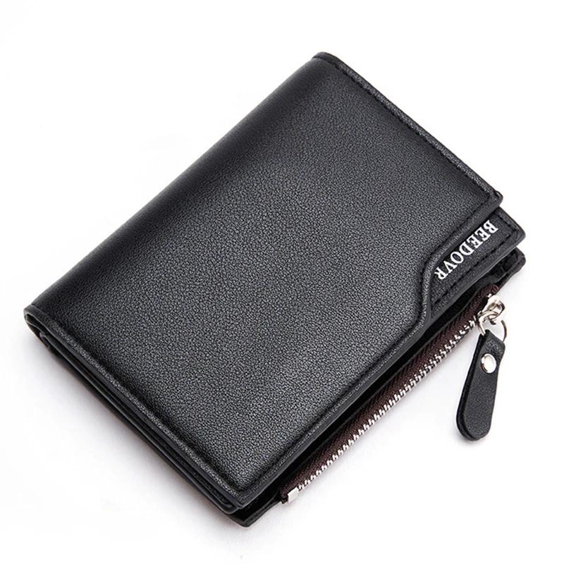 Men Wallet Short PU Leather Male Purse Black Coffee Credit Card Holders with Zipper Men Wallet Money Bag Carteira Masculina