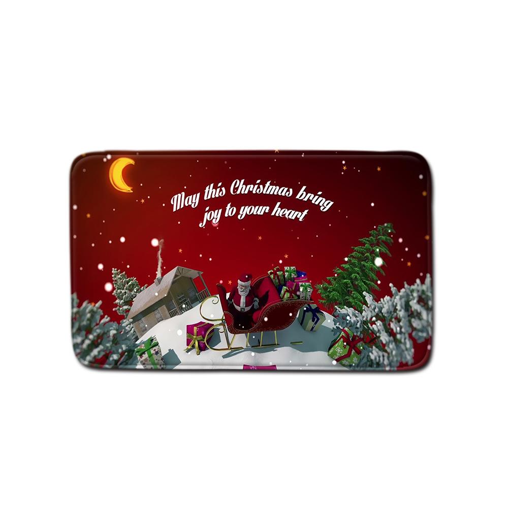 Christmas Bathroom Shower Curtain Toilet Floor Mat Four-Piece Bathroom Non-Slip Door Mat Kitchen Bedroom Absorbent Carpet