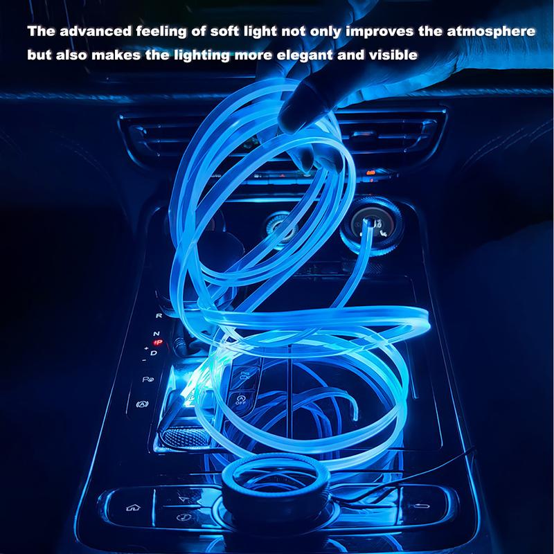 RGB Светодиодная подсветка салона автомобиля Декоративная подсветка салона 7 цветов Многорежимное управление USB Оптоволоконная неоновая светодиодная лента для освещения салона