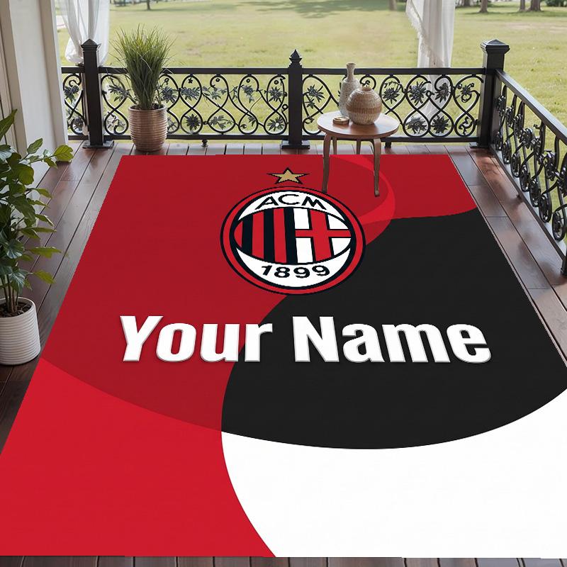 Custom Text Printed Rug AC Milan Non Slip Floor Carpet For Home Room Decor