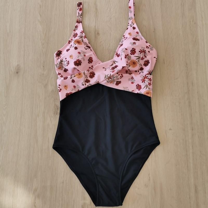 Skinny Color Matching One-piece Bikini Swimsuit Women Monokini Bathing Suits Bodysuit Plus Size Swimsuit Beach Swimming Suit For Female