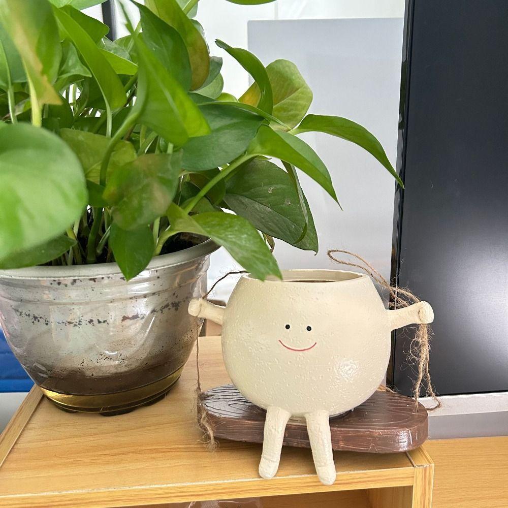 Wall Hanging Swing Face Planter Pot Waterproof Smiling Face Planter Home Decor