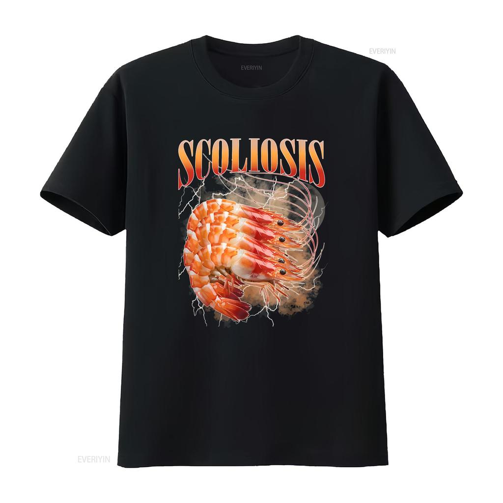 Scoliosis Shrimp T Shirt vintage Washed Versatile Top For Everyday Wear Stretched Comfortable Stylish Soft fashion Slightly