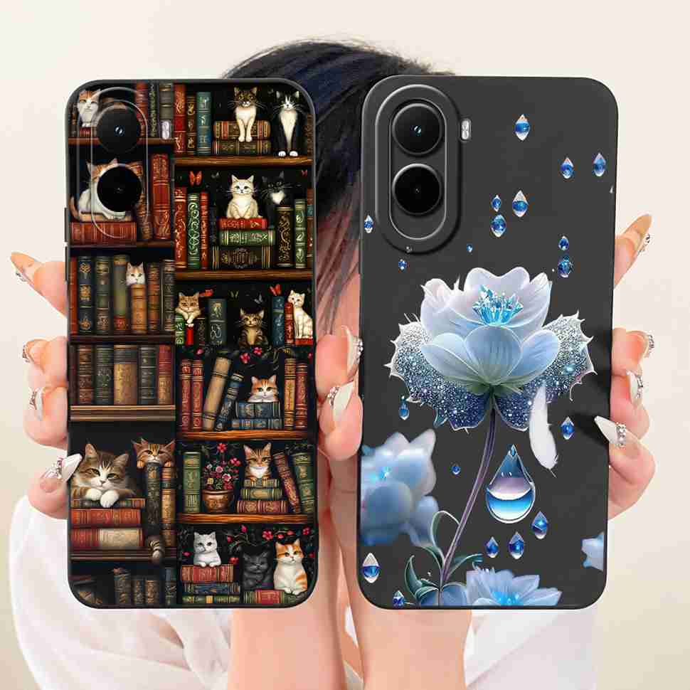 Silicone Case For Xiaomi Poco M7 4G Case Cute Cat Flowers Soft Slim Phone Cases For Xiaomi Poco M7 PocoM7 4G Cover Bumper