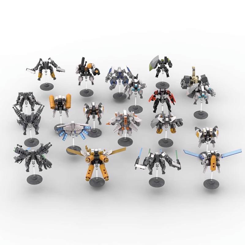 MOC Idea Small Mecha Exoskeleton Robot Set Ornaments Hand-made Assembled Building Block Toys Gift