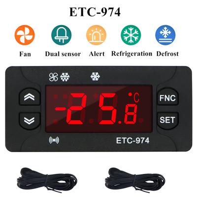 ETC-974 Регулятор температуры для холодильника, размораживание, контроль нагрева, терморегулятор с двойным датчиком NTC, 220 В