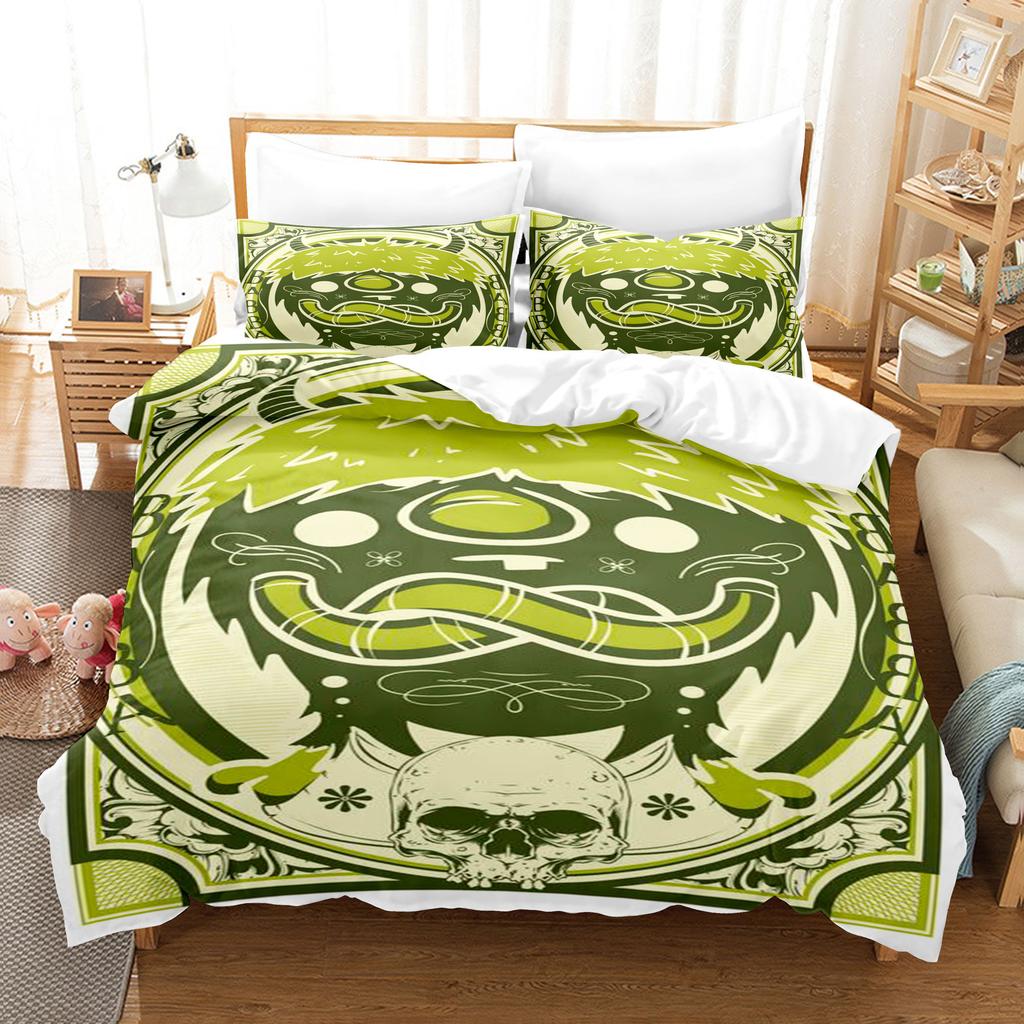 Vintage Pop Goth Reaper Skull Punk Rock Bedding Digital Printing Polyester Cotton Three-Piece Set