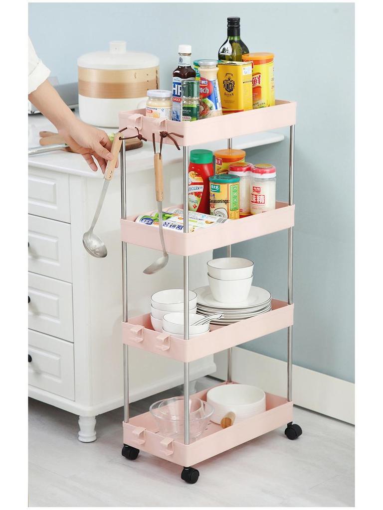 Многоярусная напольная тележка-полка для хранения для ванной и кухни