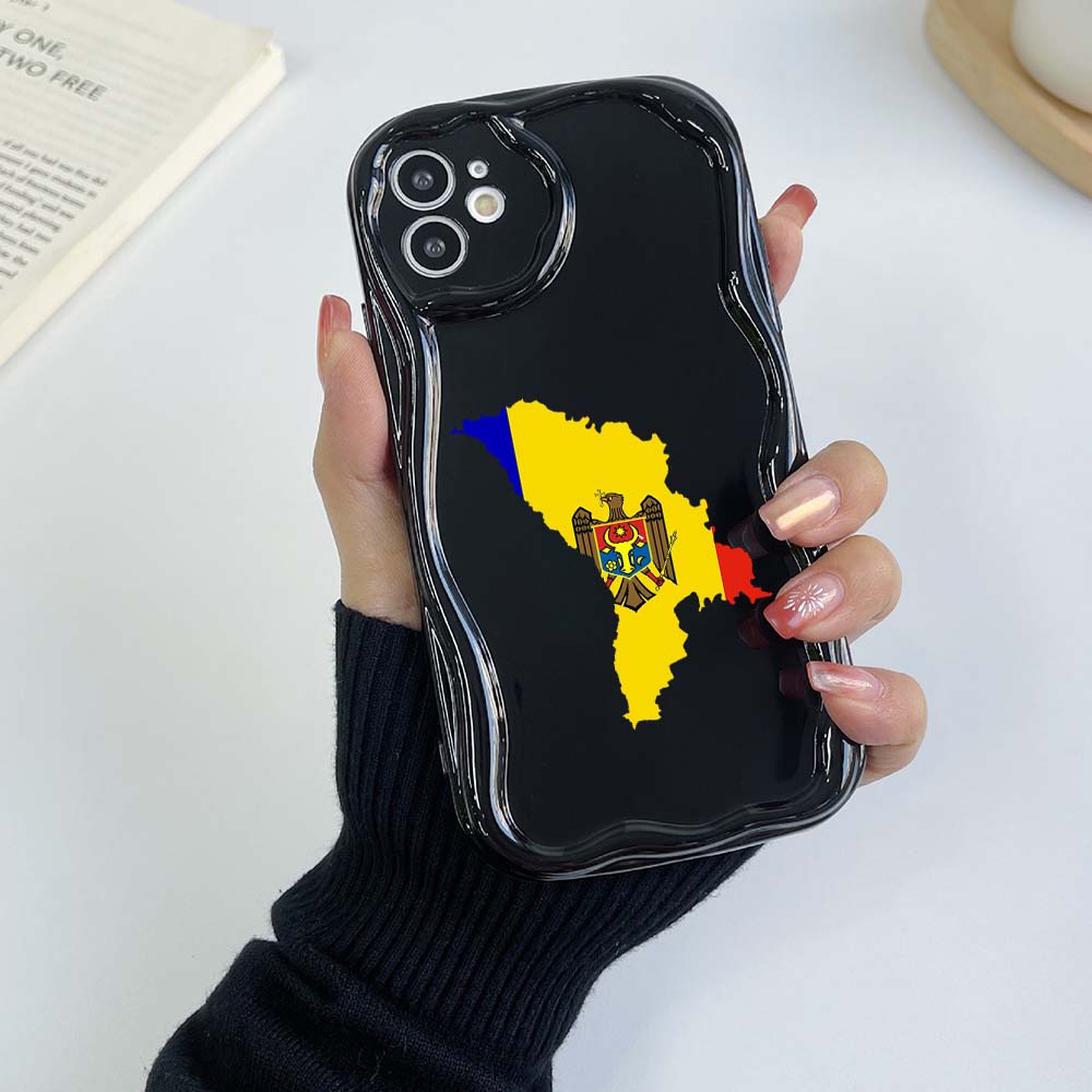 Samsung Galaxy A25 A24 A54 для iPhone 15 Xiaomi Poco X6 Pro Redmi 12c Huawei Honor 90 Чехлы для телефонов NY12 Эксклюзивный флаг Молдовы Мягкий чехол с кремовым узором