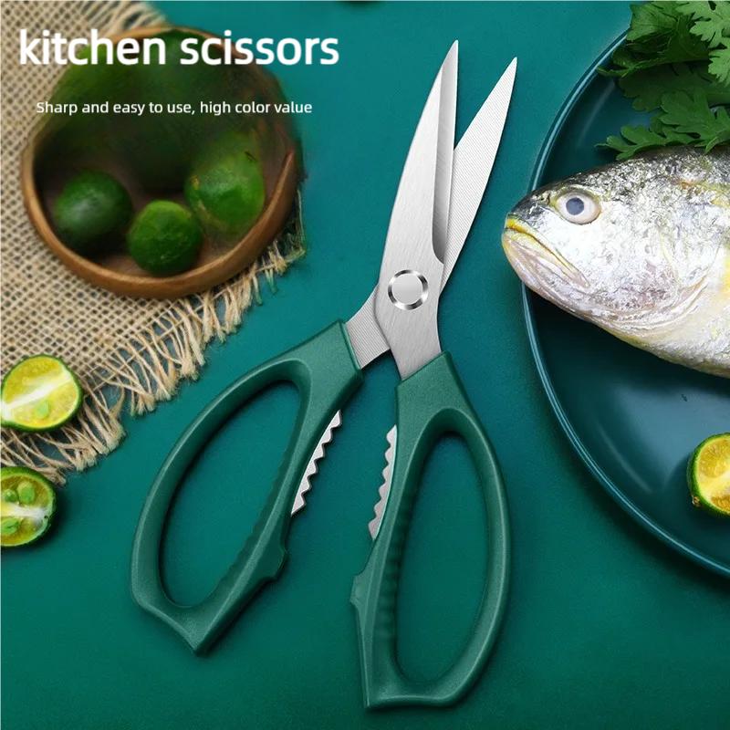 1pcs Kitchen Scissors Multi-functional Stainless Steel Home Scissors for Cutting Chicken and Fish Special Shears