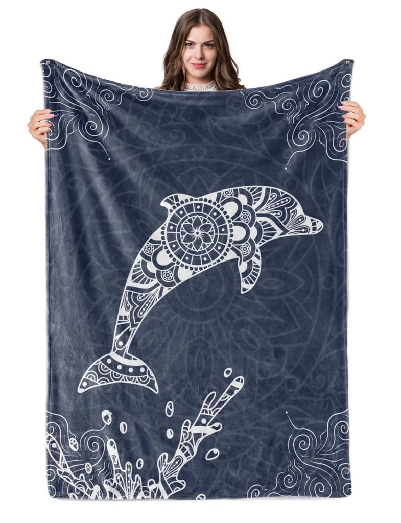 Dolphin Throw Blanket, Soft for Girl Kid Teens Adults, Fleece Cute Warm Cozy Bed Crib or Couch