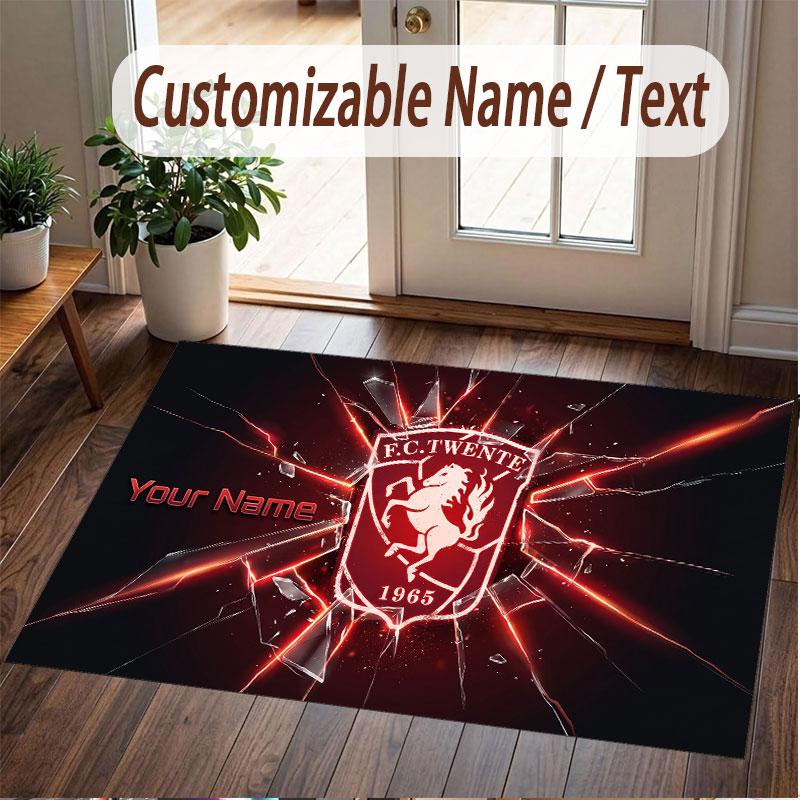 Custom Rug FC Twente Pattern Print Name Text Soft Non‑Slip Floor Carpet for Home Indoor Decoration