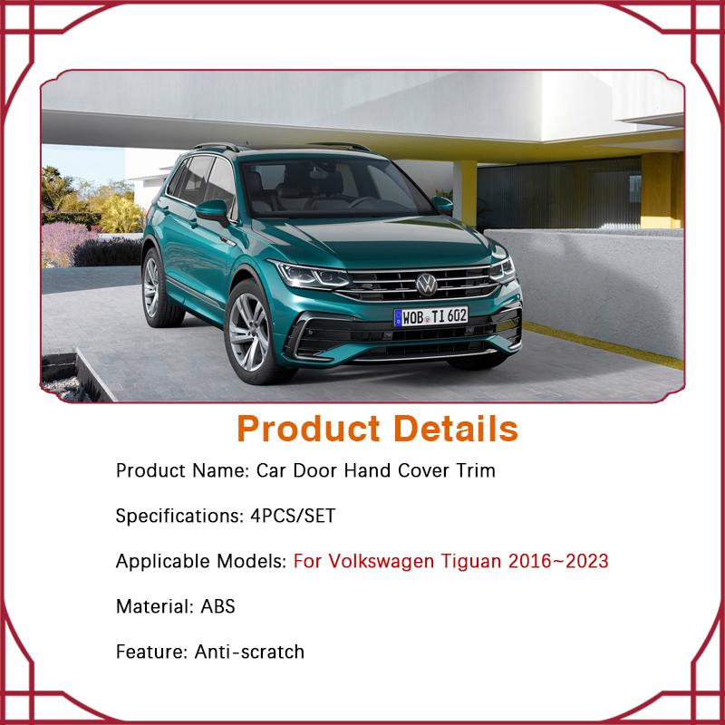 Car Door Handle Cover Trim For VW Volkswagen Tiguan AD BW 2016~2023 Scratch Proof Chromium Styling Car Exterior Part