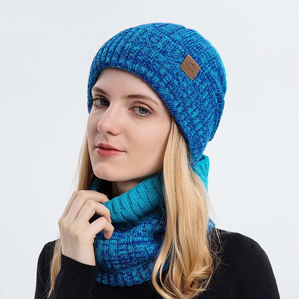 Outdoor Warm Winter Knitted  Hat & Scarf Set Stylish Knit  Cap For Men Women