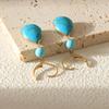 Винтажные французские серьги-капли бирюзового цвета для женщин - Коллекция Осень/Зима