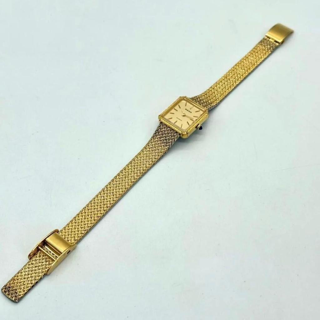 Б/у A014 RADO Антикварные Женские Часы Элегантность Золотой Цвет Сетчатый Браслет