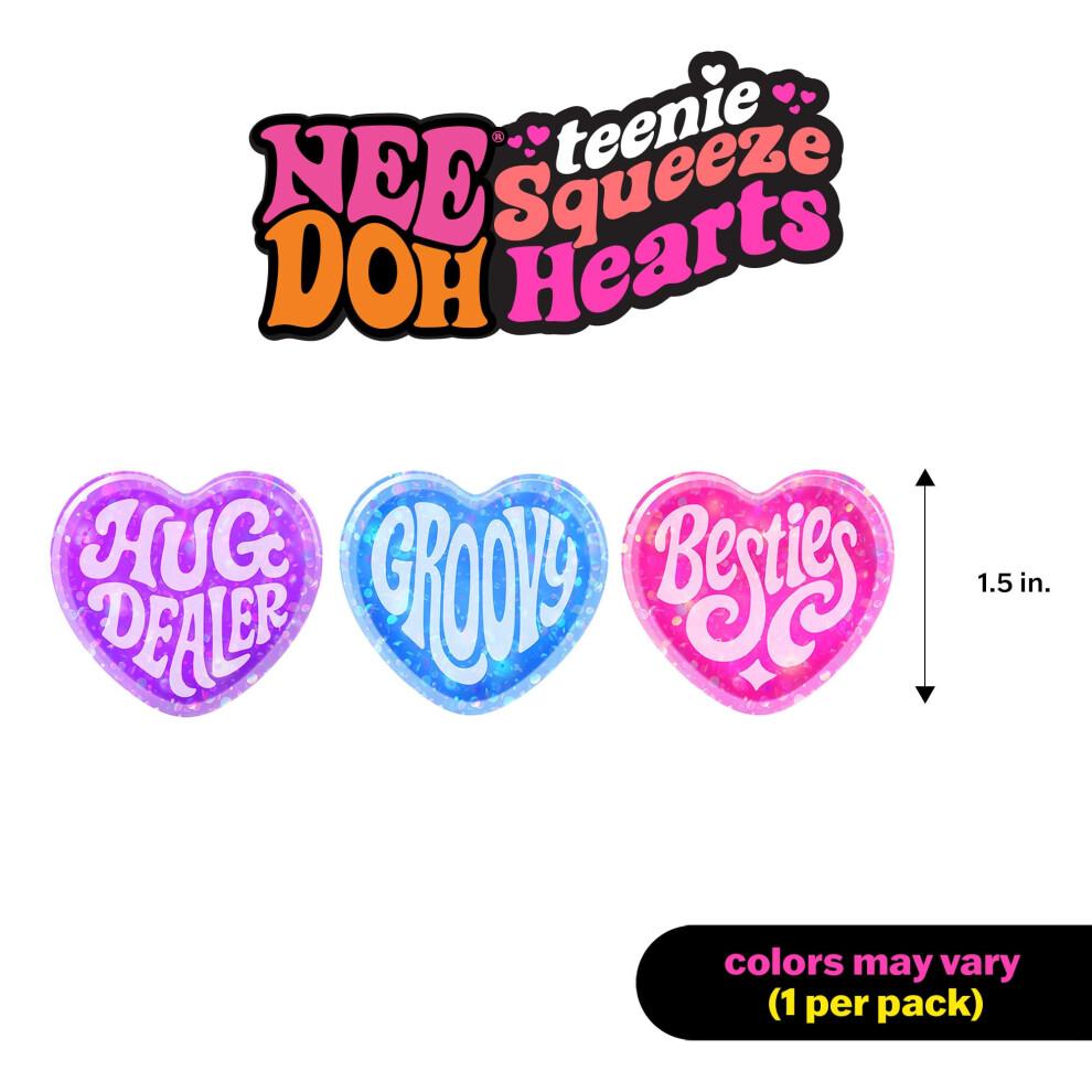 NeeDoh Teenie Sparkle Hearts | Набор из 3 маленьких блестящих сердечек-антистресс | Набор игрушек-фиджетов для детей и взрослых | Мягкие игрушки-сердечки в стиле сладостей |