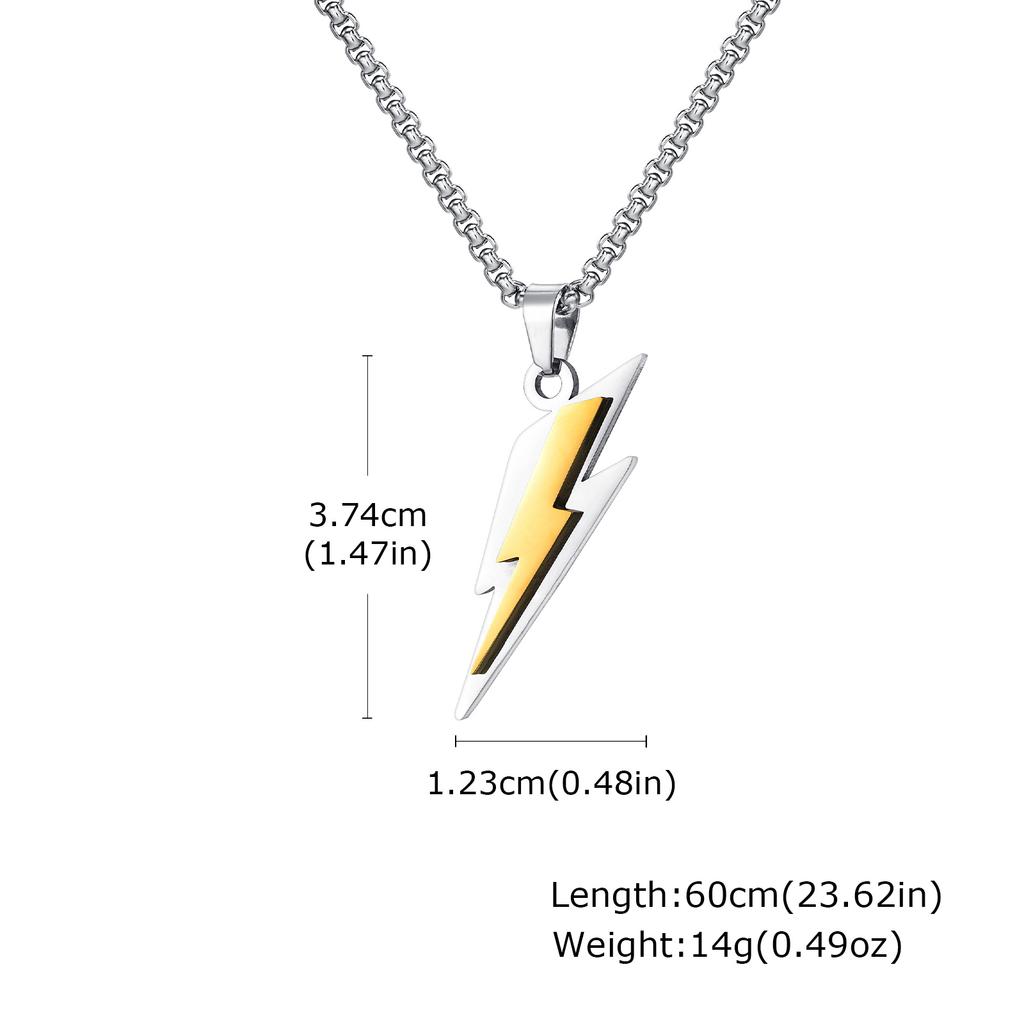 Trendy Lightning Stainless Steel Necklaces for Men,Two Color Lightning Pendant Necklace,Party Hip Hop Jewelry Gifts