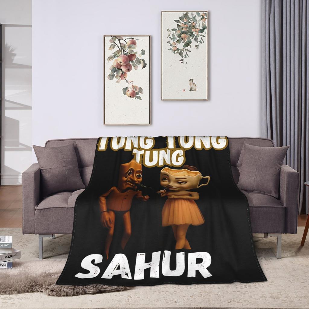 Warm Soft Blankets Boys Airplane Travel Tung Tung Tung Sahur Throw Blanket Flannel Bedspread For Couch Chair Sofa Bed Cover