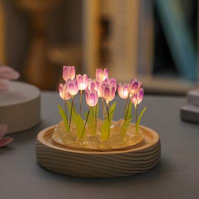 Ночник-тюльпан ручной работы, сумка для DIY ручной работы, креативный настольный светильник для создания атмосферы, украшение, подарок для девушки на китайский День святого Валентина
