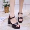 New Korean Version Thick Heeled One Line Buckle Fish Mouth Sandals Waterproof Platform Versatile Ultra-high Heel Thick Soled Women's Shoes