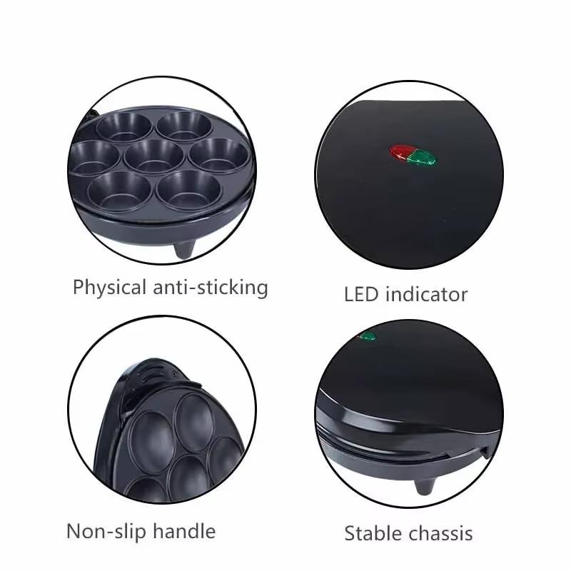Прибор для выпечки тортов 1 шт., пончиковая машина с двухсторонним подогревом, яичный пирог, вафли, домашний прибор для завтрака, антипригарная сковорода