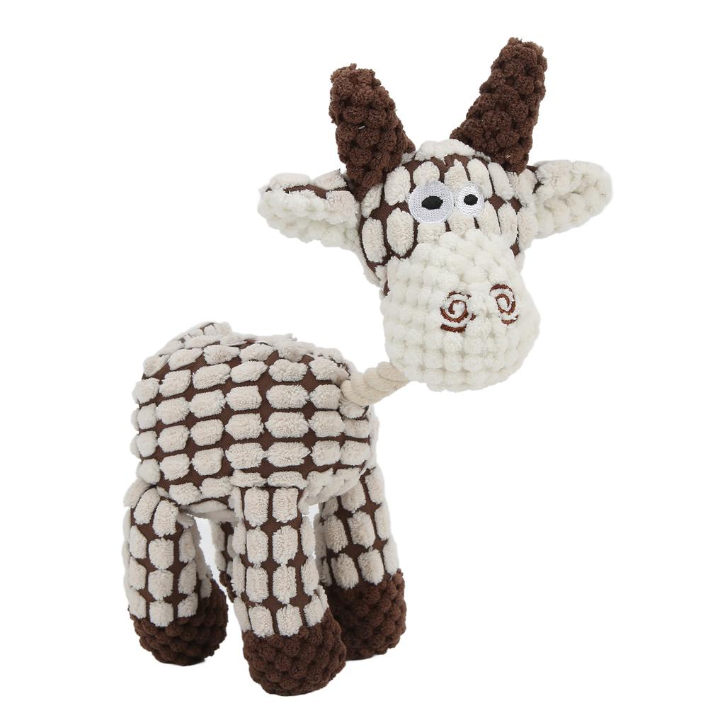 Pet Squeaky Toy Interactive Durable Teeth Cleaning Dog Plush Toy for Small Medium Large DogsBeige