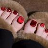 Removable High-End Summer Red Toenail Stickers with White Tips