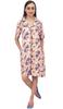 Women's Peach Sleepshirt Short Sleeve Floral Print Nightwear With Pockets -