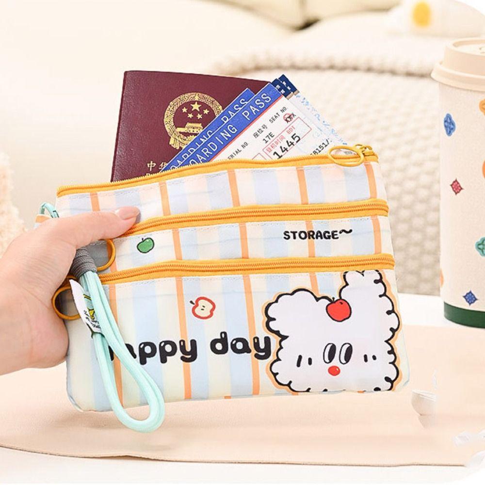 3 Layer Portable Passport Bag Multiple Card Slots Travel Storage Passport Clip Licenses