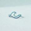 Cubic Zirconia Blue Double Wave Ring Simple Design Sea Wave Adjustable Rings Trendy Ocean Surf Jewelry Gift Wholesale