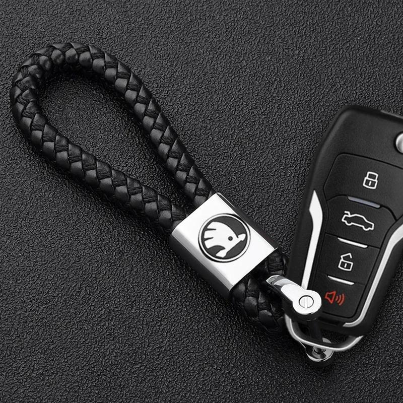 Car Sticker 2026 Hot 3D Metal+Braided Rope Car Styling Key Chain Anti-Lost Car Key Pendant Keyring Accessories For Skoda Yeti Fa