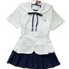 Japanese Style Short Sleeve Doll Waist Academy Uniform Set for Women - Spring/Summer